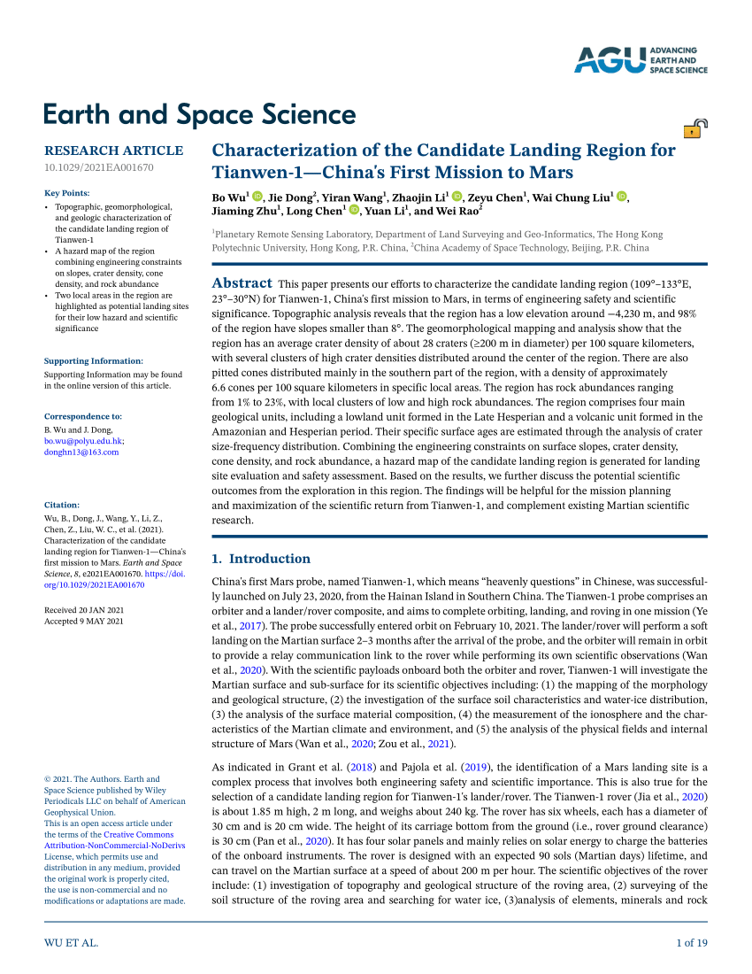 Layered Ejecta Craters in the Candidate Landing Areas of China's First Mars  Mission (Tianwen‐1): Implications for Subsurface Volatile Concentrations -  Niu - 2022 - Journal of Geophysical Research: Planets - Wiley Online Library