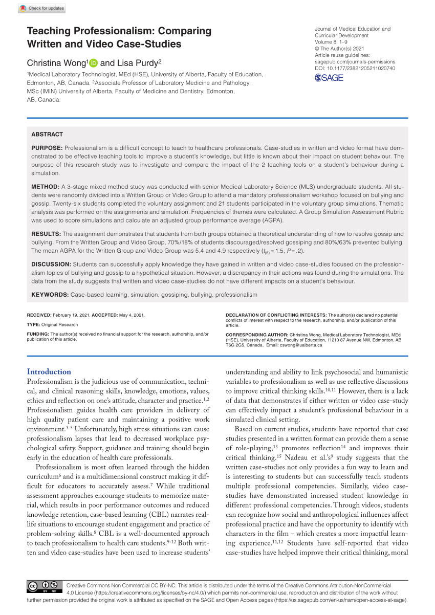 case study on teaching professionalism