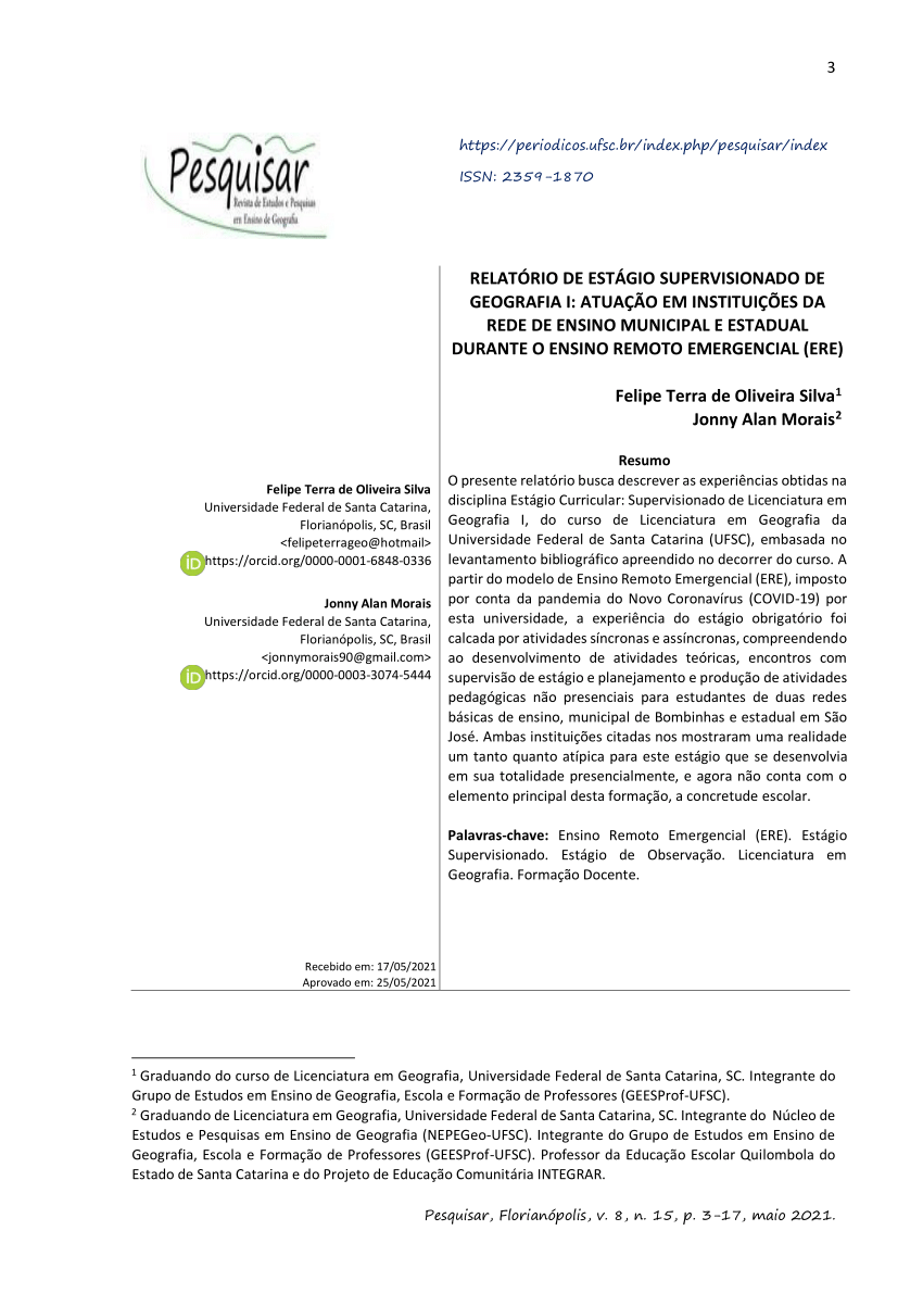 MODELO DE CONSIDERAÇÕES FINAIS PARA RELATÓRIO DE ESTÁGIO SUPERVISIONADO -  Estágio Supervisionado I