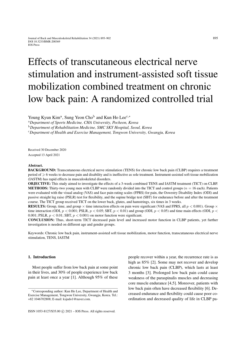 Transcutaneous Electrical Stimulation (TENS) for Chronic Lumbar Spine Pain  