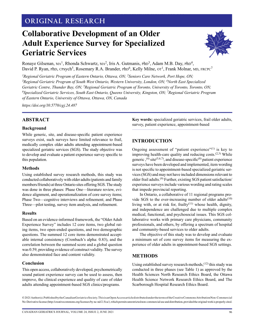 PDF Collaborative Development of an Older Adult Experience Survey