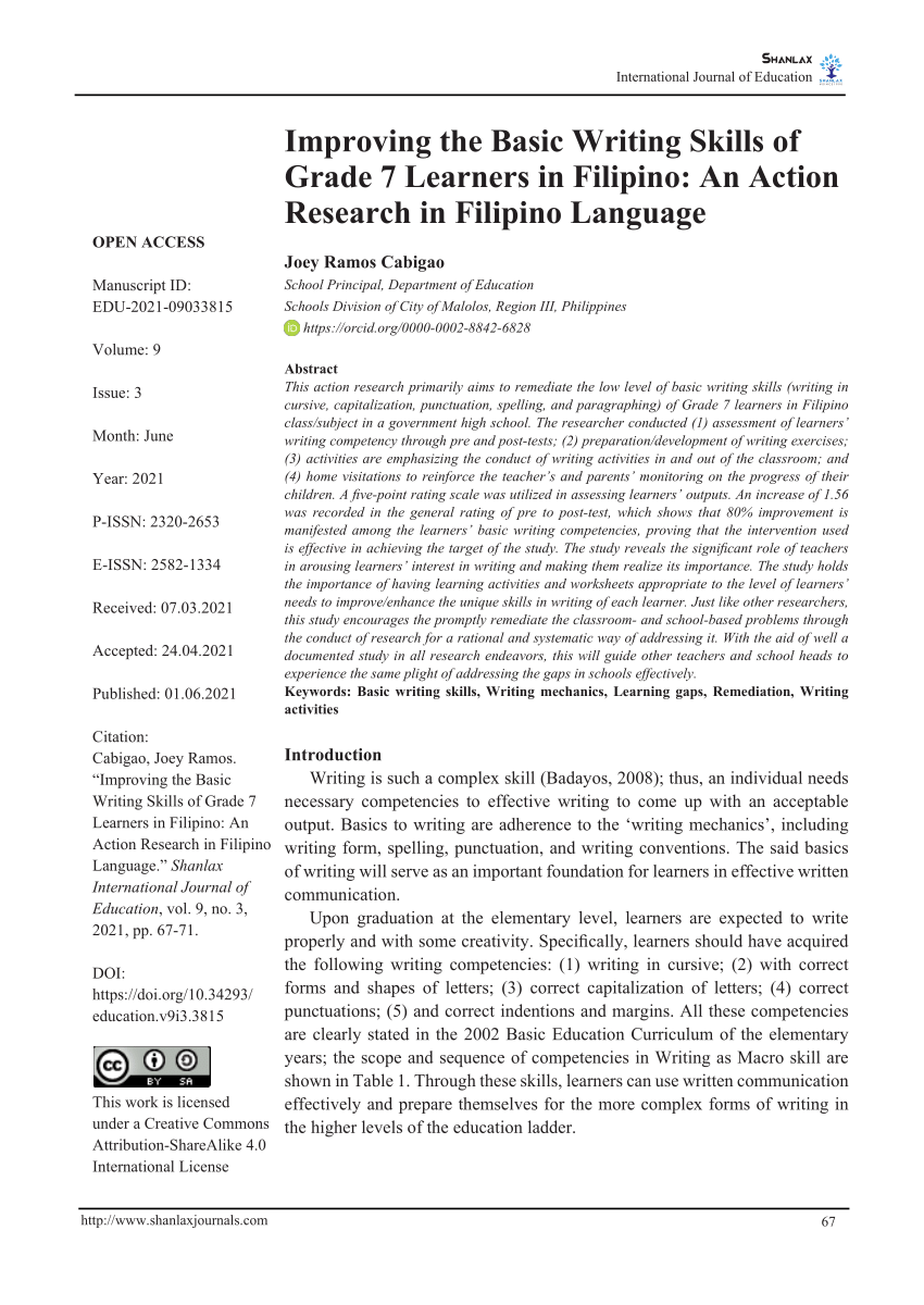 abstract of a completed action research in the philippines
