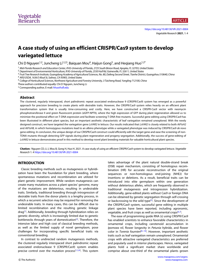 PDF) A case study of using an efficient CRISPR/Cas9 system to ...