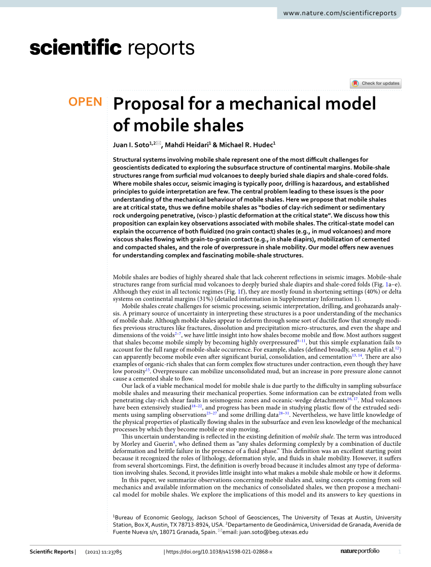 PDF Proposal for a Mechanical Model of Mobile Shales