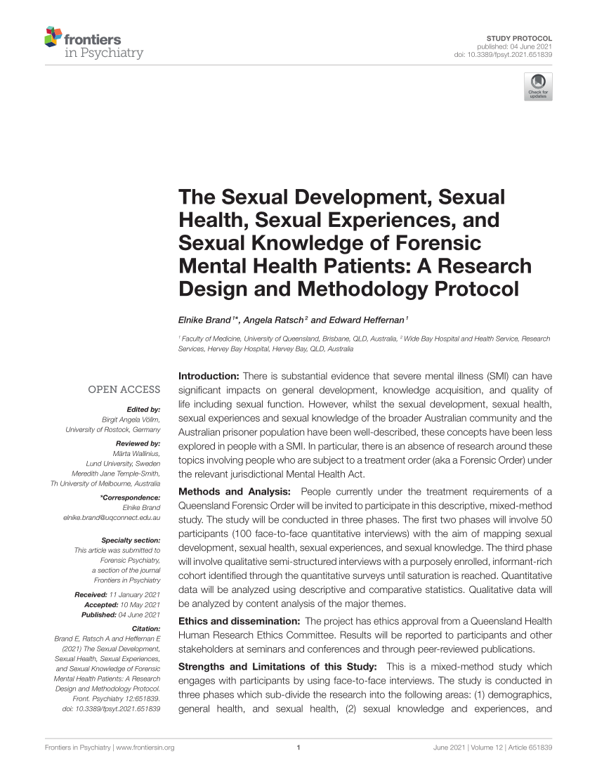 Pdf The Sexual Development Sexual Health Sexual Experiences And Sexual Knowledge Of 