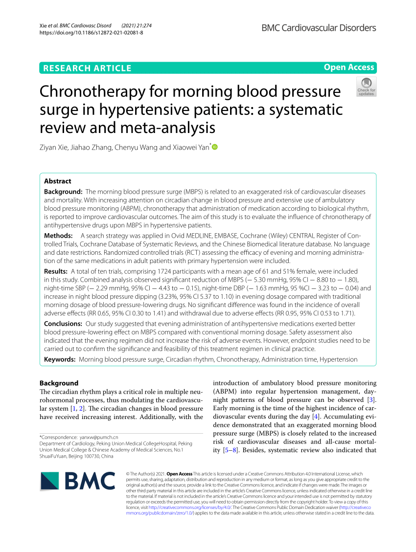 PDF) Chronotherapy for morning blood pressure surge in 