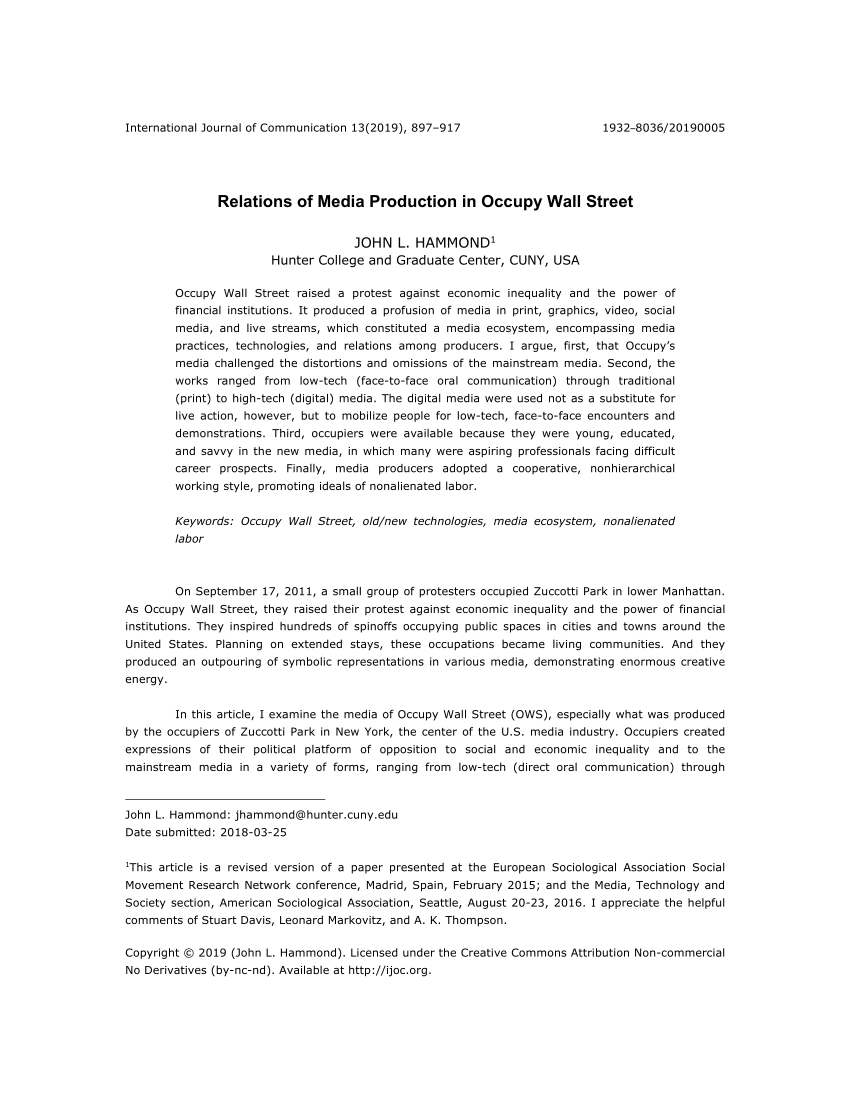 PDF) Relations of Media Production in Occupy Wall Street