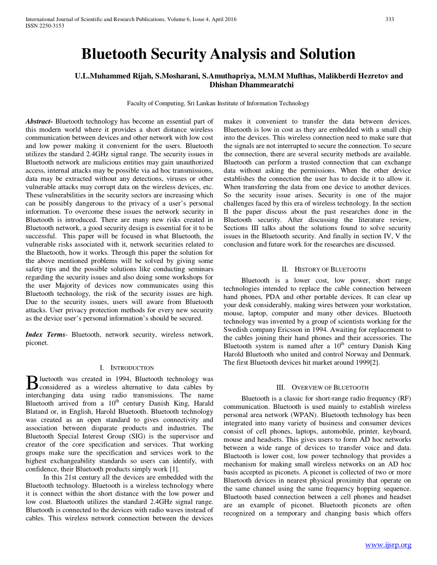 research papers on bluetooth security