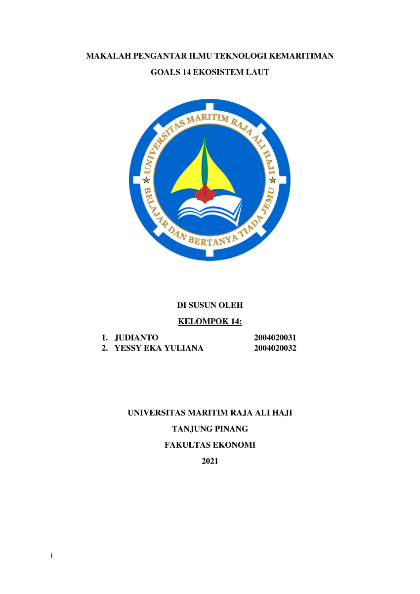 Pdf Makalah Pengantar Ilmu Teknologi Kemaritiman Goals Ekosistem Laut