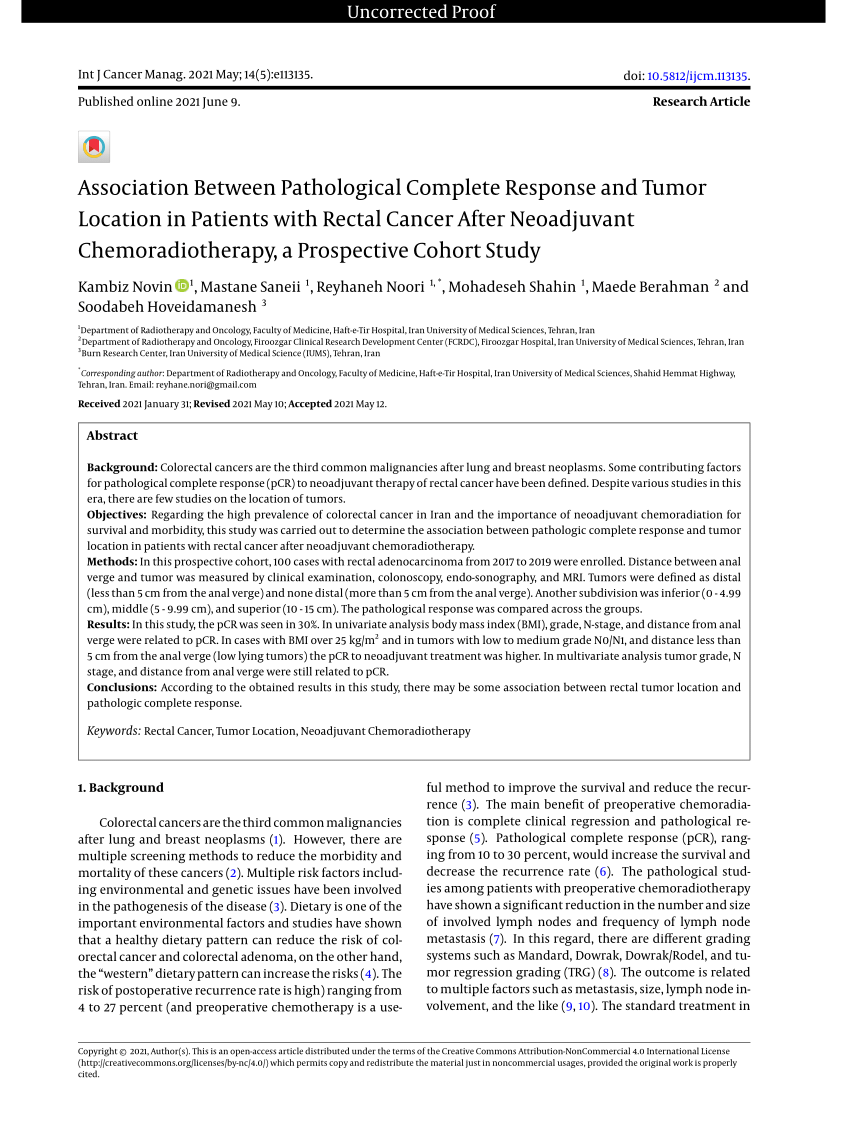 Pdf Association Between Pathological Complete Response And Tumor Location In Patients With 0907