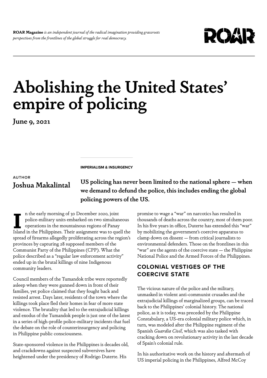 Pdf Abolishing The United States Empire Of Policing