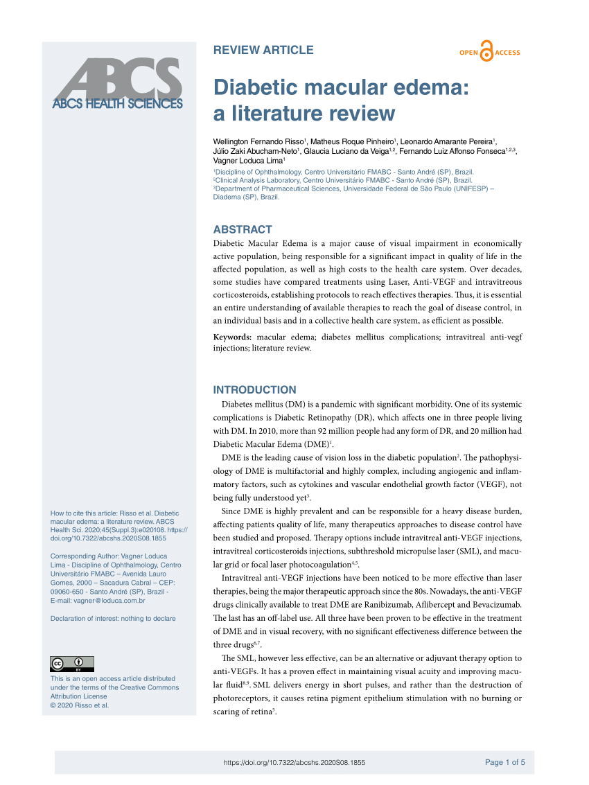 literature review diabetic macular edema