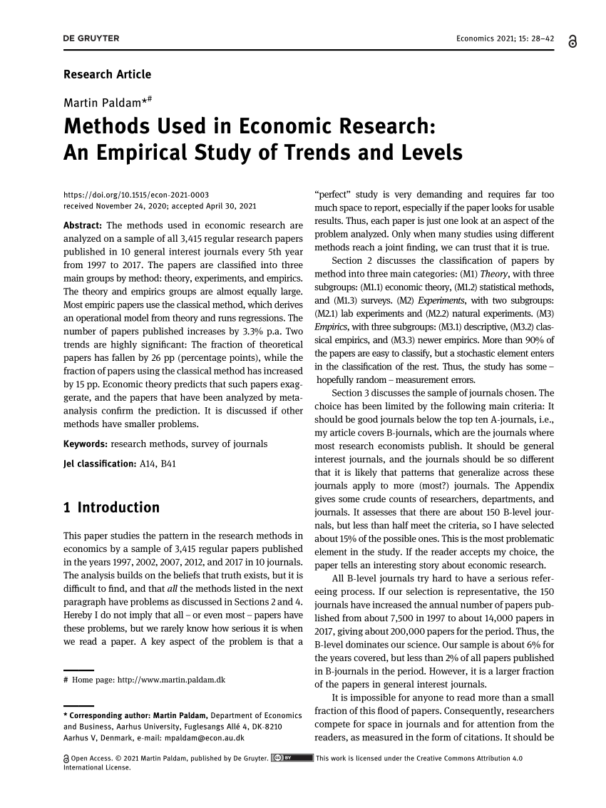research paper on economic analysis