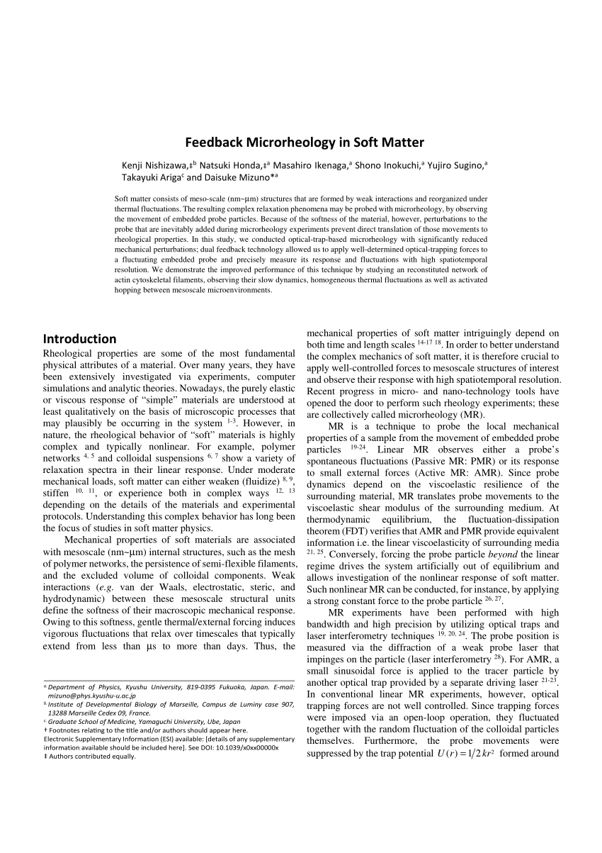 (PDF) Feedback Microrheology in Soft Matter