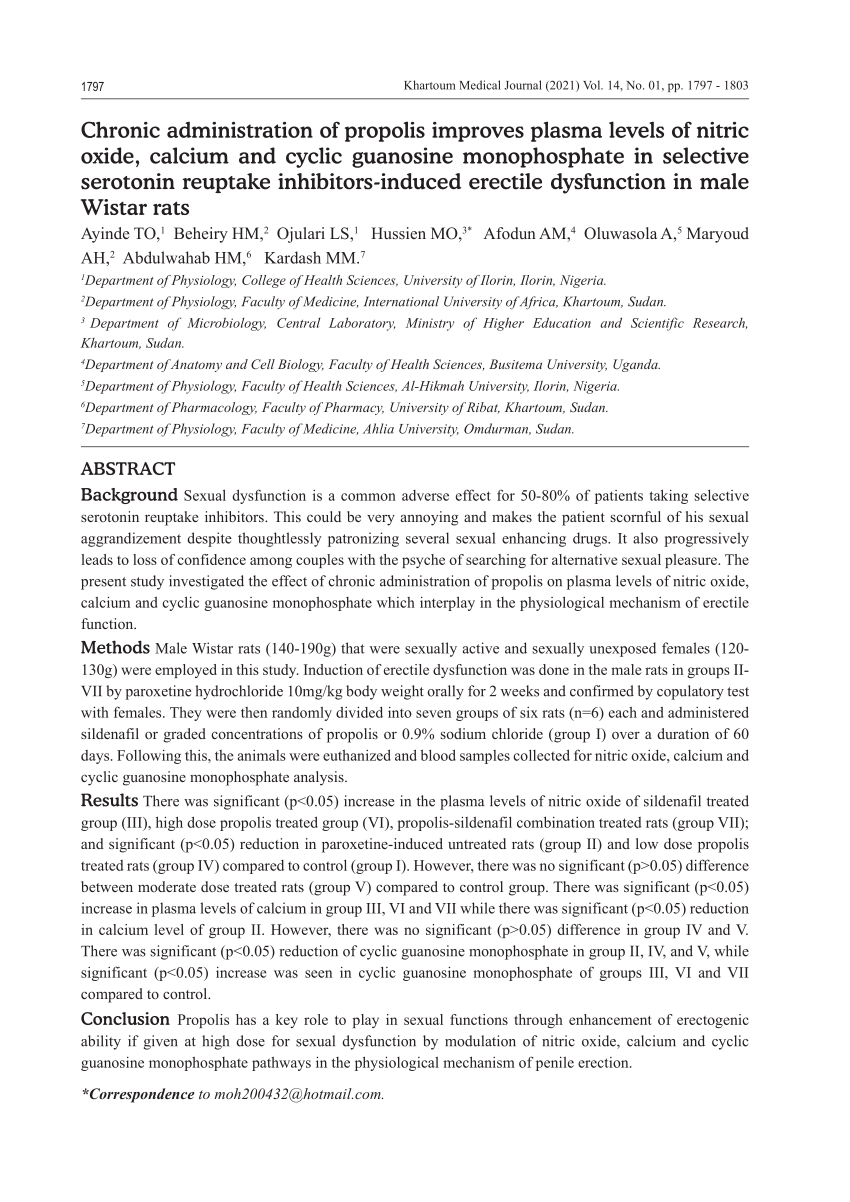 PDF Chronic administration of propolis improves plasma levels of