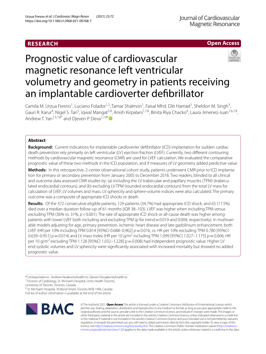 PDF Prognostic value of cardiovascular magnetic resonance left  