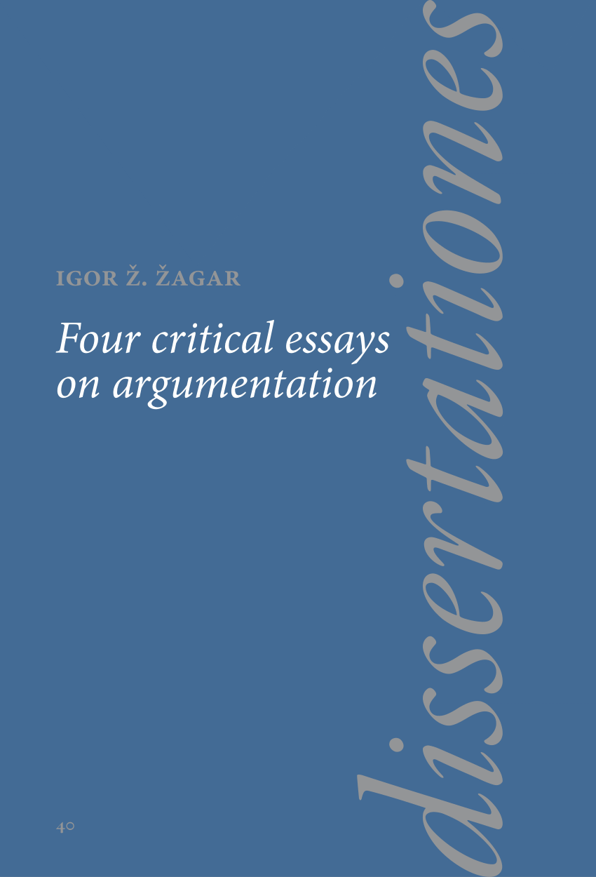 PDF Four Critical Essays on Argumentation