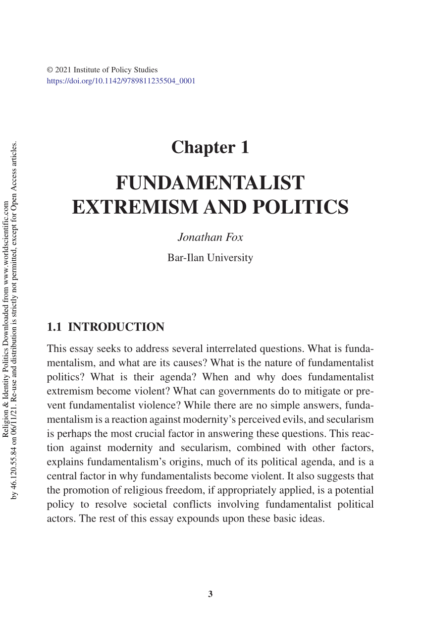 Pdf) Fundamentalist Extremism And Politics