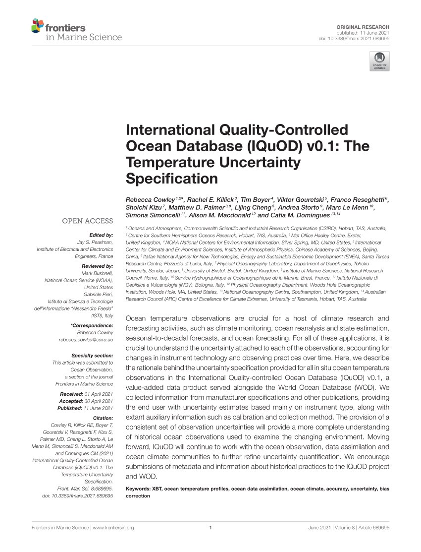 PDF) International Quality-Controlled Ocean Database (IQuOD) v0.1 ...