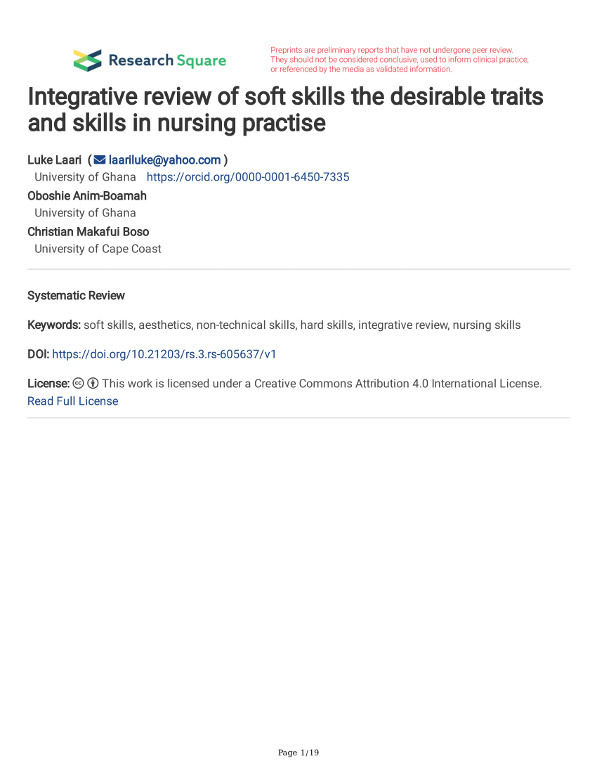 PDF) Integrative review of soft skills the desirable traits and