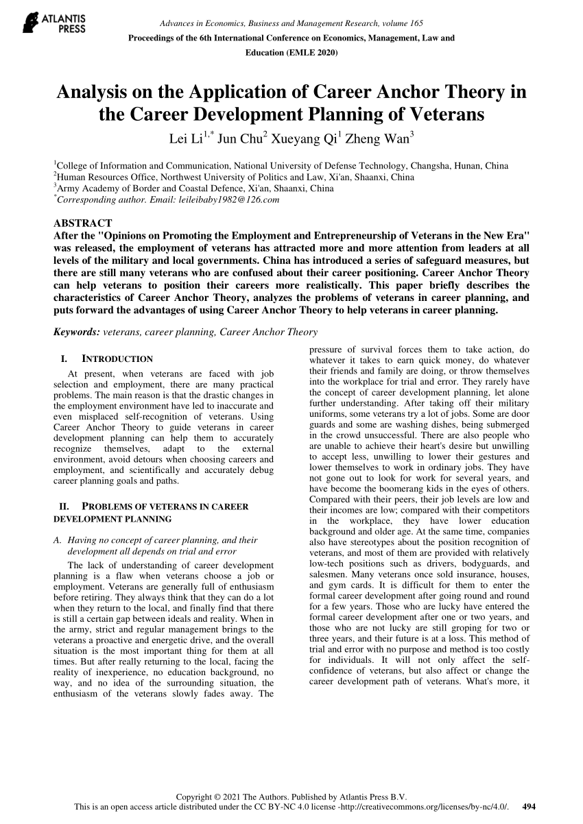 (PDF) Analysis on the Application of Career Anchor Theory in the Career