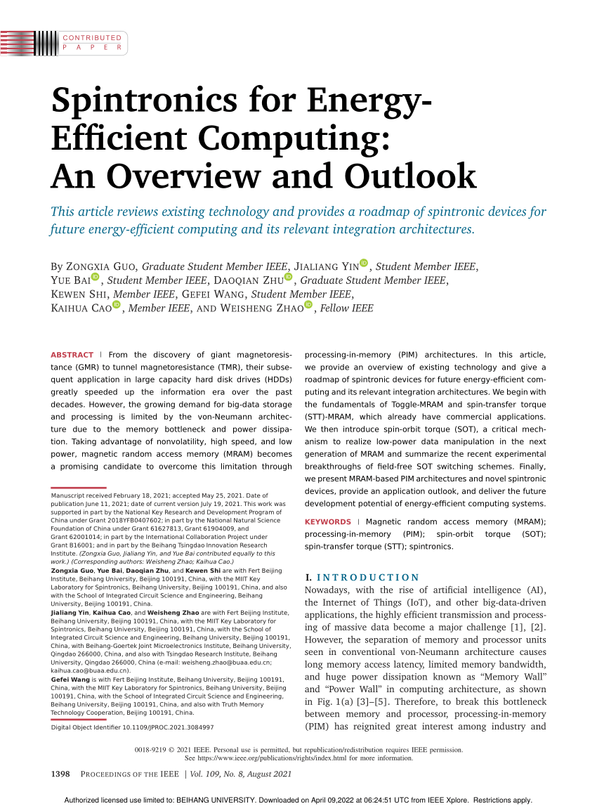 pdf-spintronics-for-energy-efficient-computing-an-overview-and-outlook