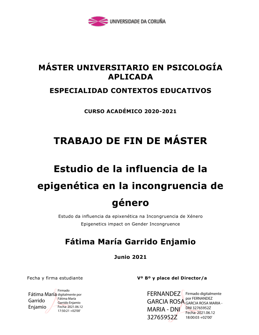 PDF TFM Estudio de la influencia de la epigenética en la  