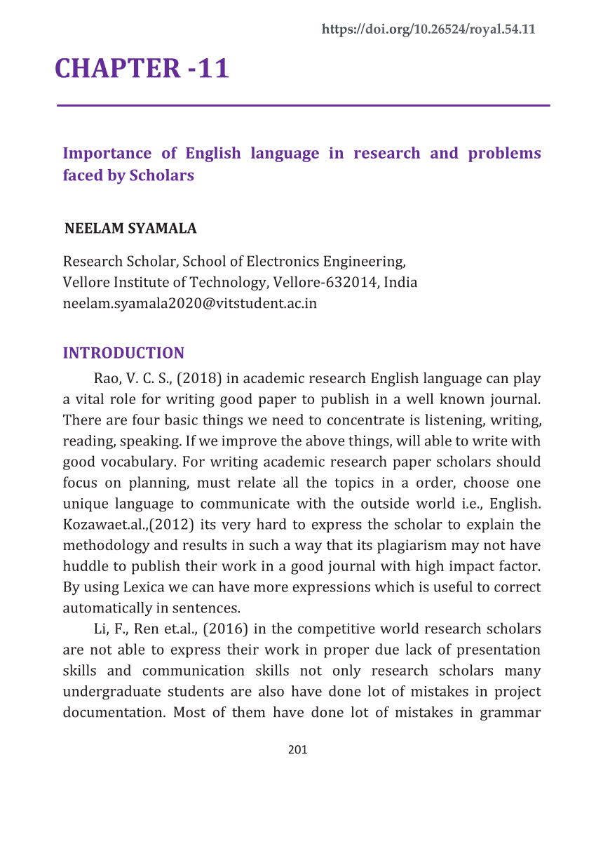research study about english language