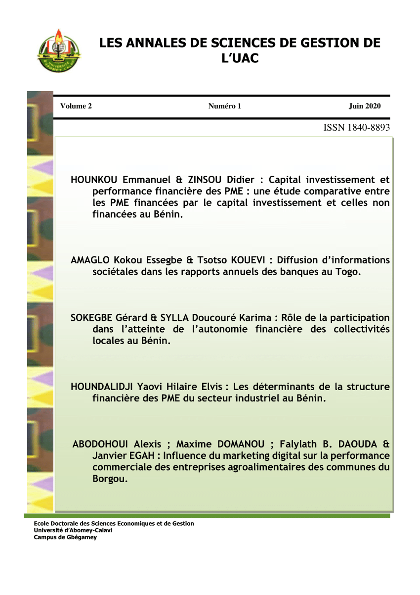 Pdf Influence Du Marketing Digital Sur La Performance Commerciale Des Entreprises Agroalimentaires Des Communes Du Borgou