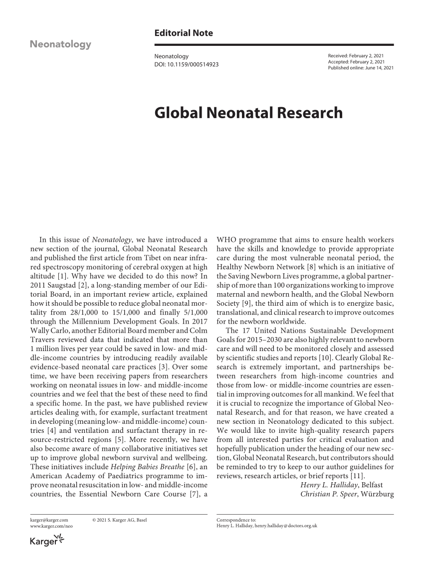 neonatal research topics 2020