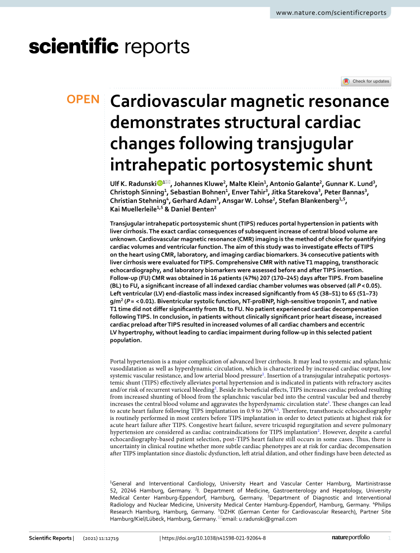 PDF) Cardiovascular magnetic resonance demonstrates structural cardiac  changes following transjugular intrahepatic portosystemic shunt