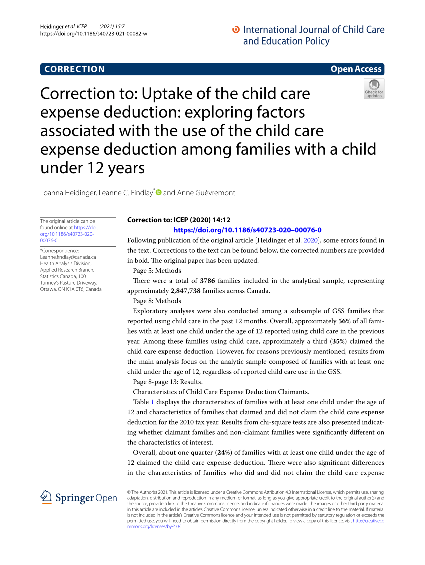(PDF) Correction to Uptake of the child care expense deduction