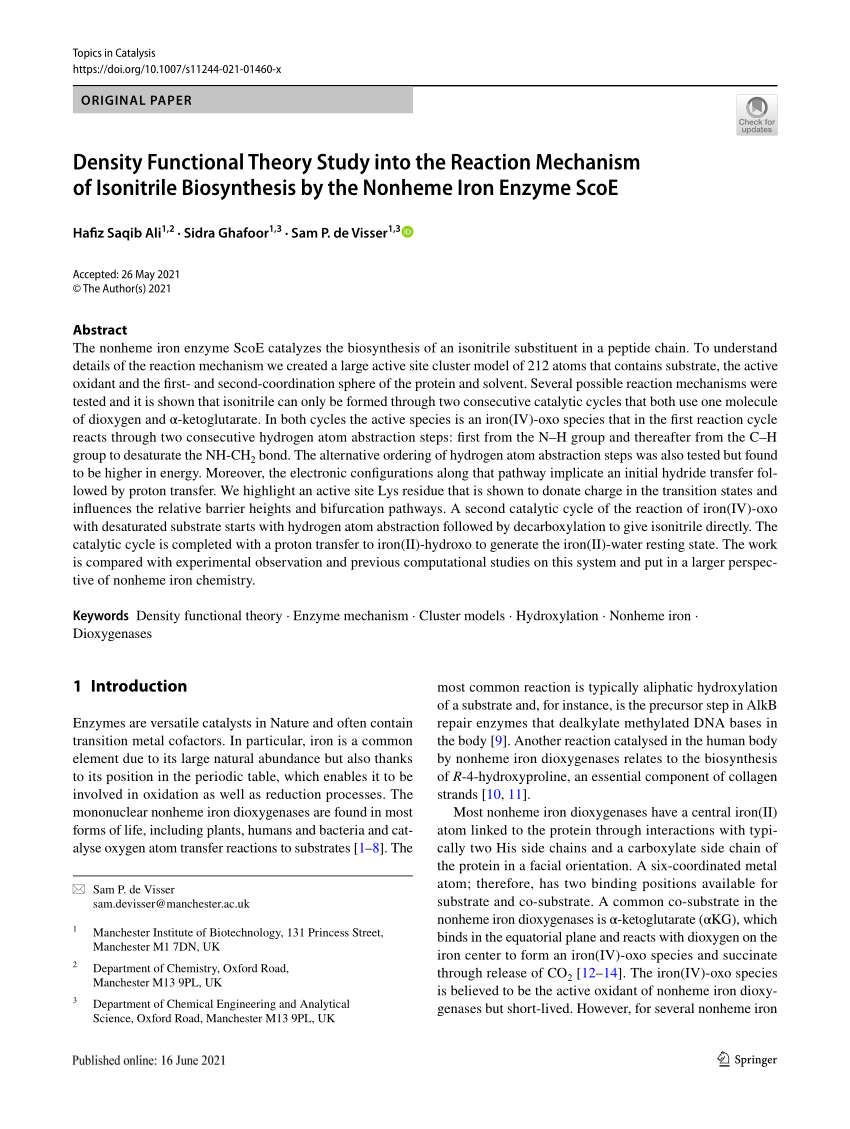 PDF) Density Functional Theory Study into the Reaction Mechanism