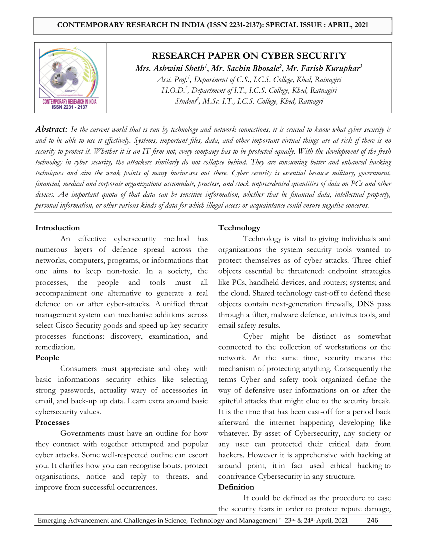 cyber security research paper title