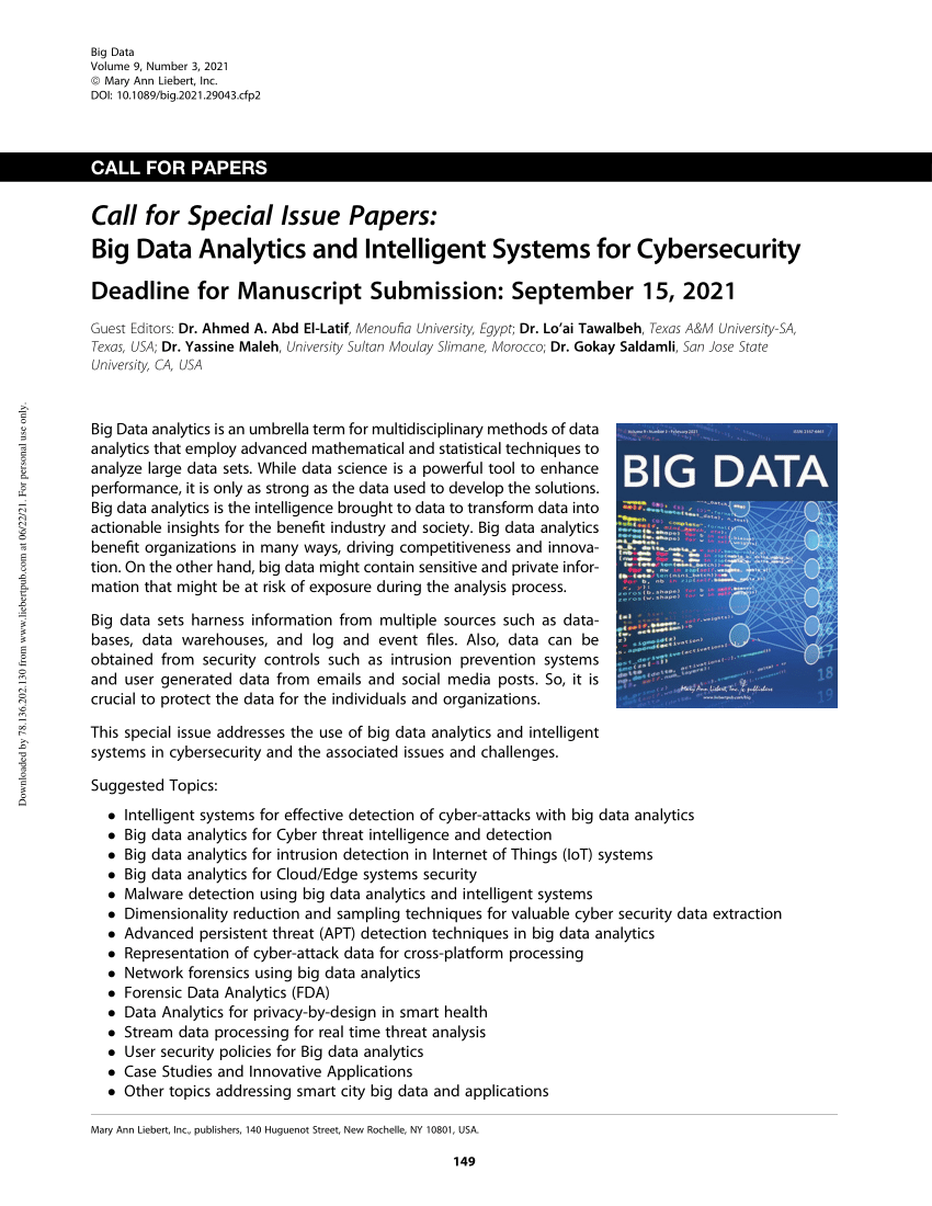 research papers on big data analytics 2021