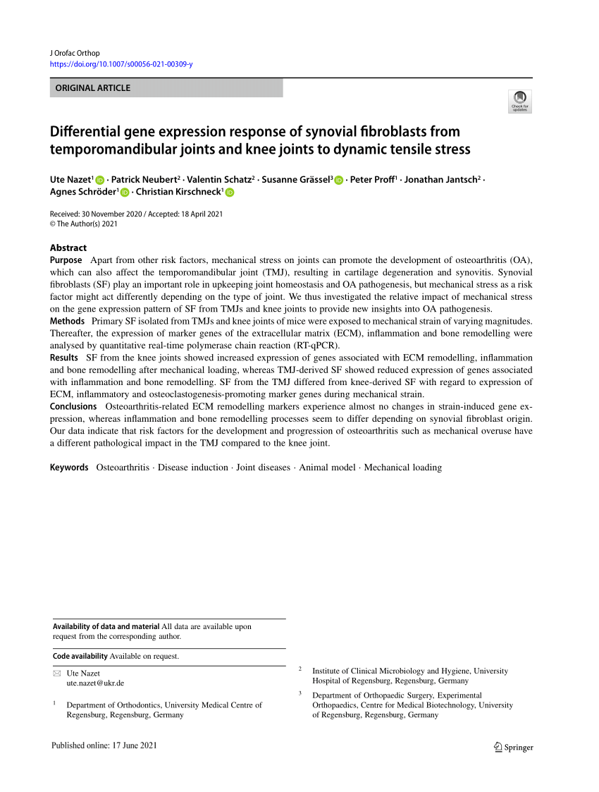 PDF) Differential gene expression response of synovial fibroblasts ...
