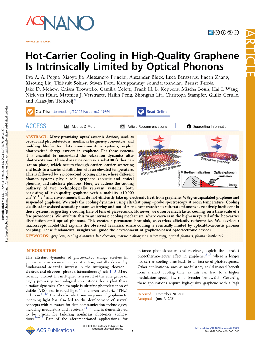 PDF Hot Carrier Cooling in High Quality Graphene Is Intrinsically  