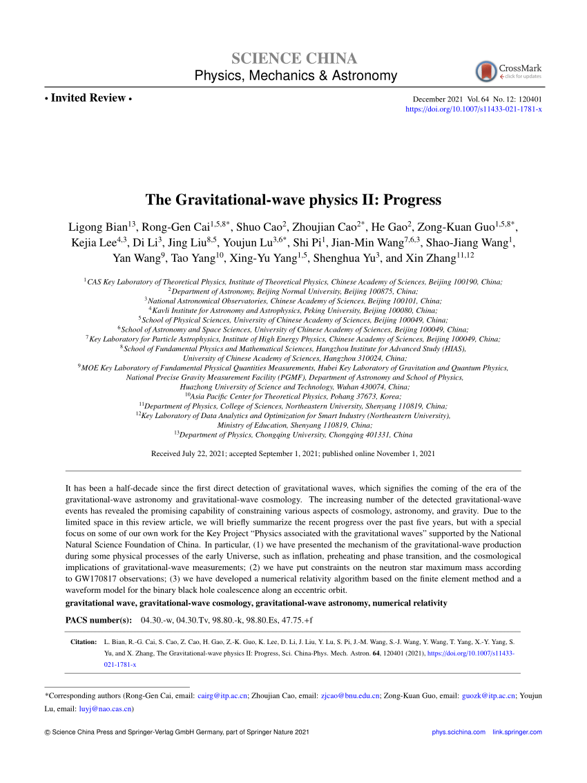 PDF) The Gravitational-Wave Physics II: Progress
