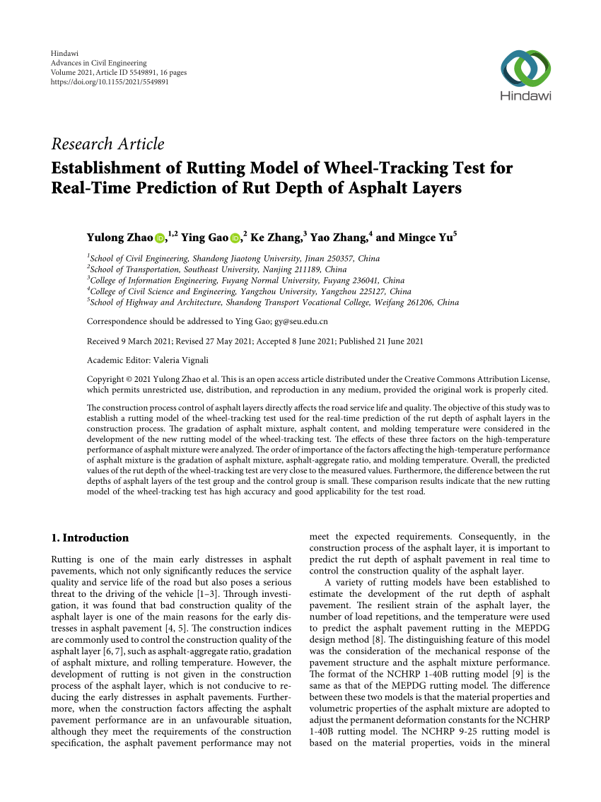 (PDF) Establishment of Rutting Model of WheelTracking Test for Real