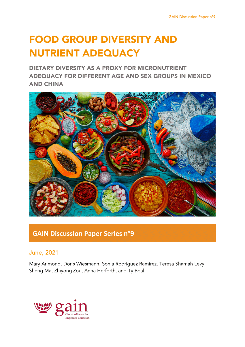 PDF Food group diversity and nutrient adequacy Dietary diversity  