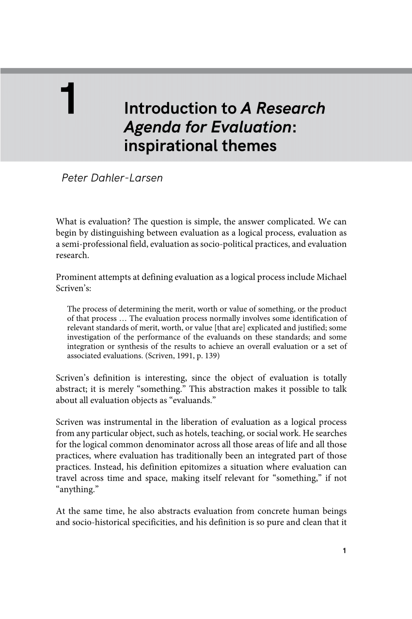 a research agenda for evaluation