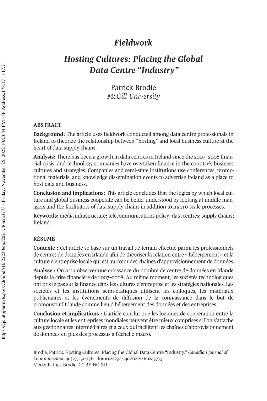 PDF Hosting Cultures Placing the Global Data Centre