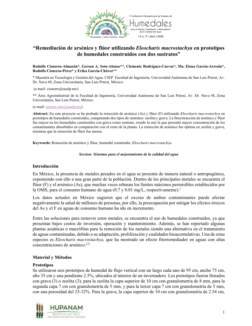 Remoción de Flúor en Agua Potable Utilizando Zeolita Natural