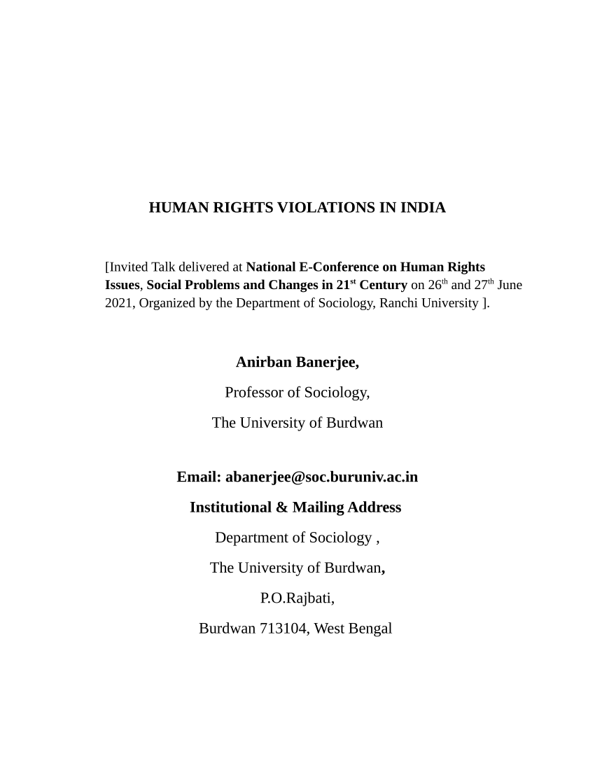 essay on human rights violations in india