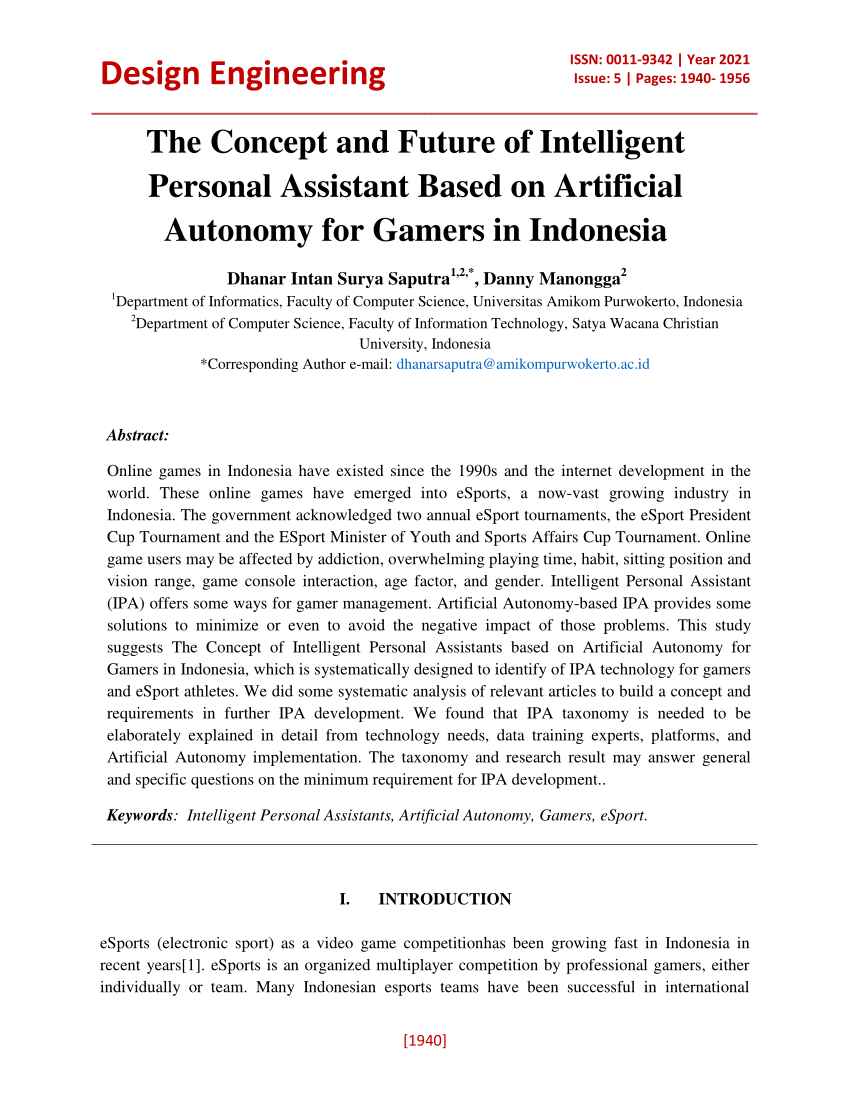 PDF) The Concept and Future of Intelligent Personal Assistant Based on  Artificial Autonomy for Gamers in Indonesia