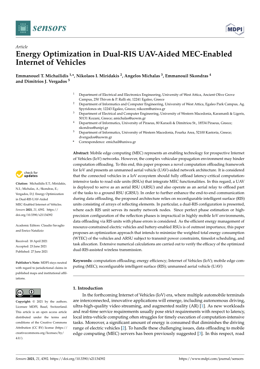 Pdf Energy Optimization In Dual Ris Uav Aided Mec Enabled Internet Of Vehicles