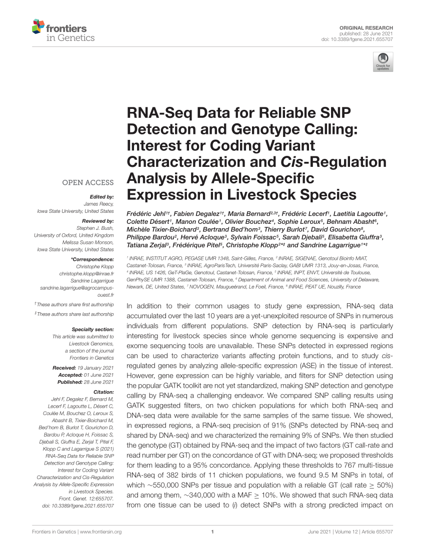 PDF) RNA-Seq Data for Reliable SNP Detection and Genotype Calling