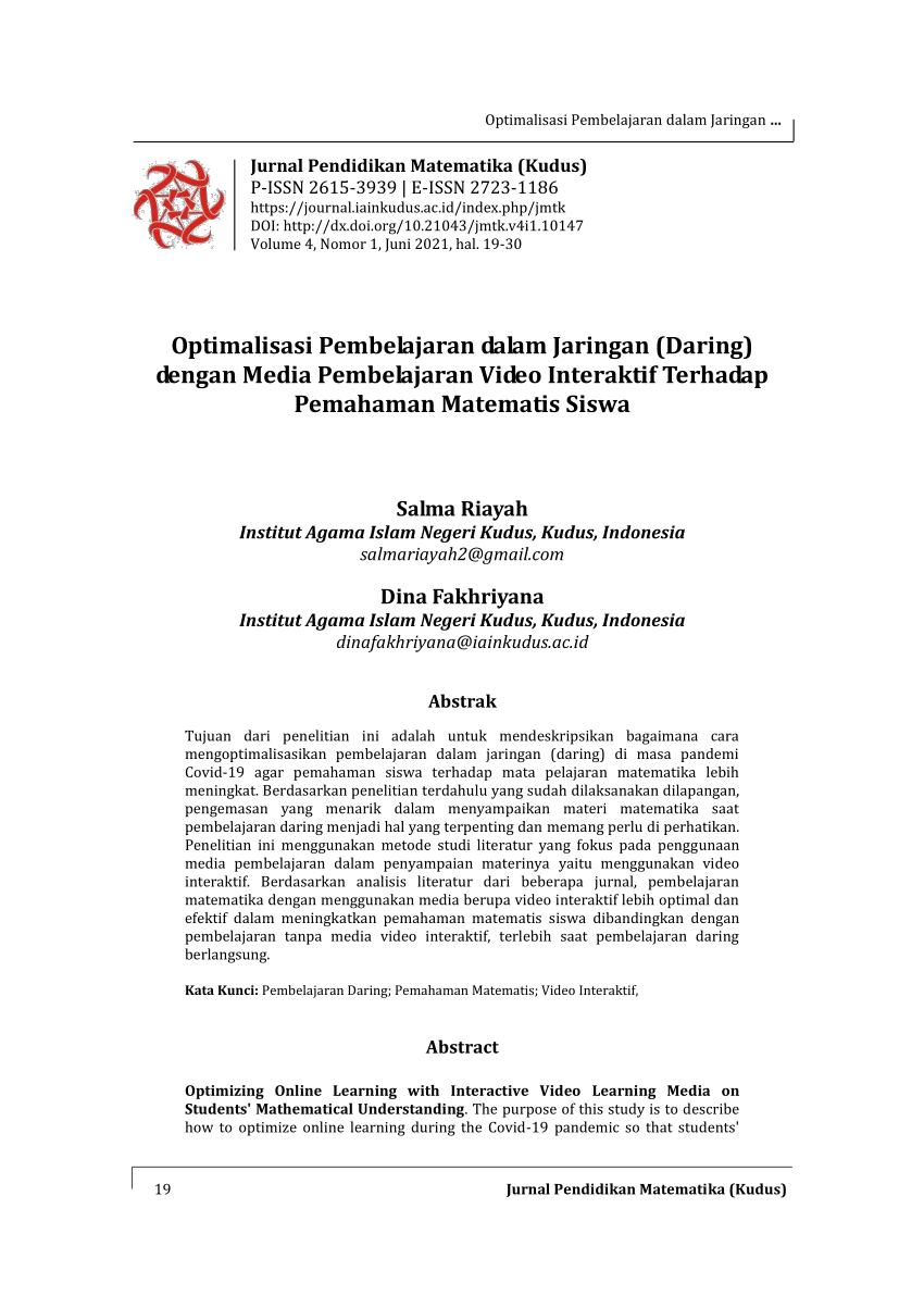 (PDF) Optimalisasi Pembelajaran dalam Jaringan (Daring) dengan Media