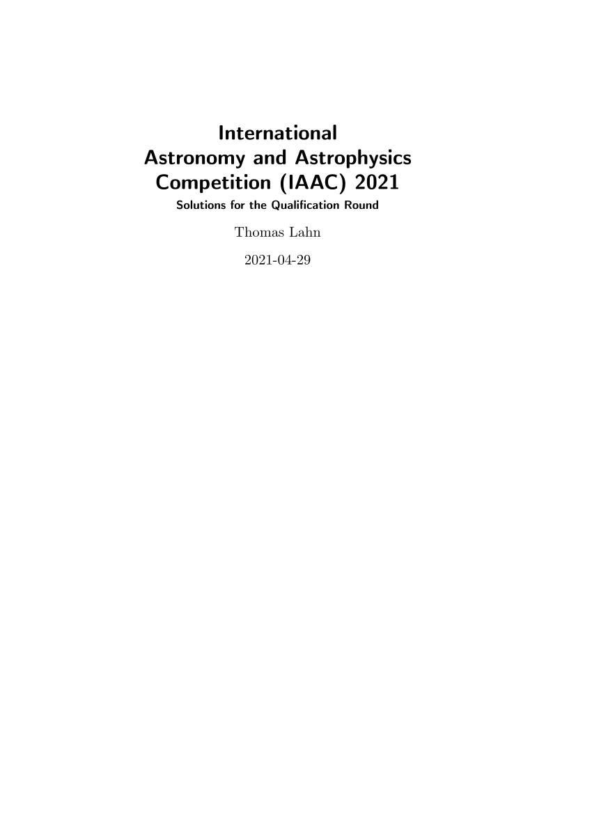 (PDF) International Astronomy and Astrophysics Competition (IAAC) 2021