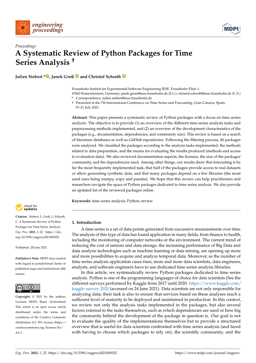 time series analysis literature review